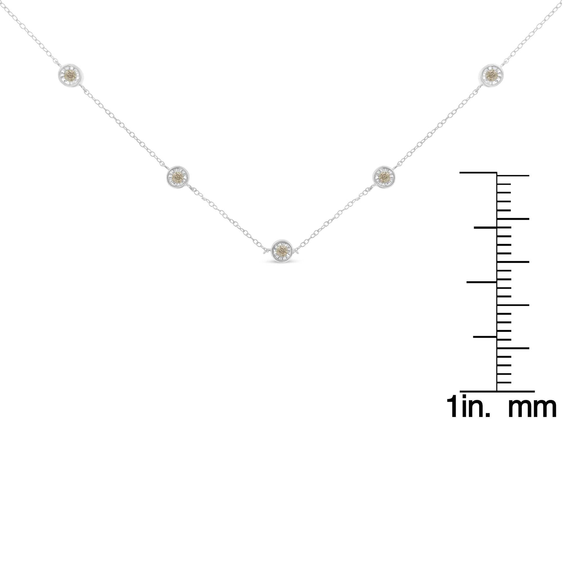 Sterling Silver Diamond Station Necklace (1/2 cttw, I-J Color, I1-I2 Clarity) - Bijoux-NYC Direct
