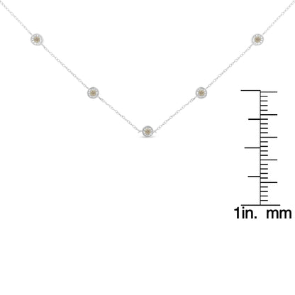 Sterling Silver Diamond Station Necklace (1/2 cttw, I-J Color, I1-I2 Clarity) - Bijoux-NYC Direct