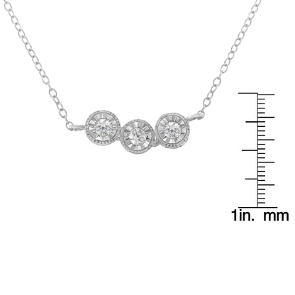 Sterling Silver Round Diamond Pendant Necklace (1/4 cttw, H-I Color, I2-I3 Clarity) - Bijoux-NYC Direct
