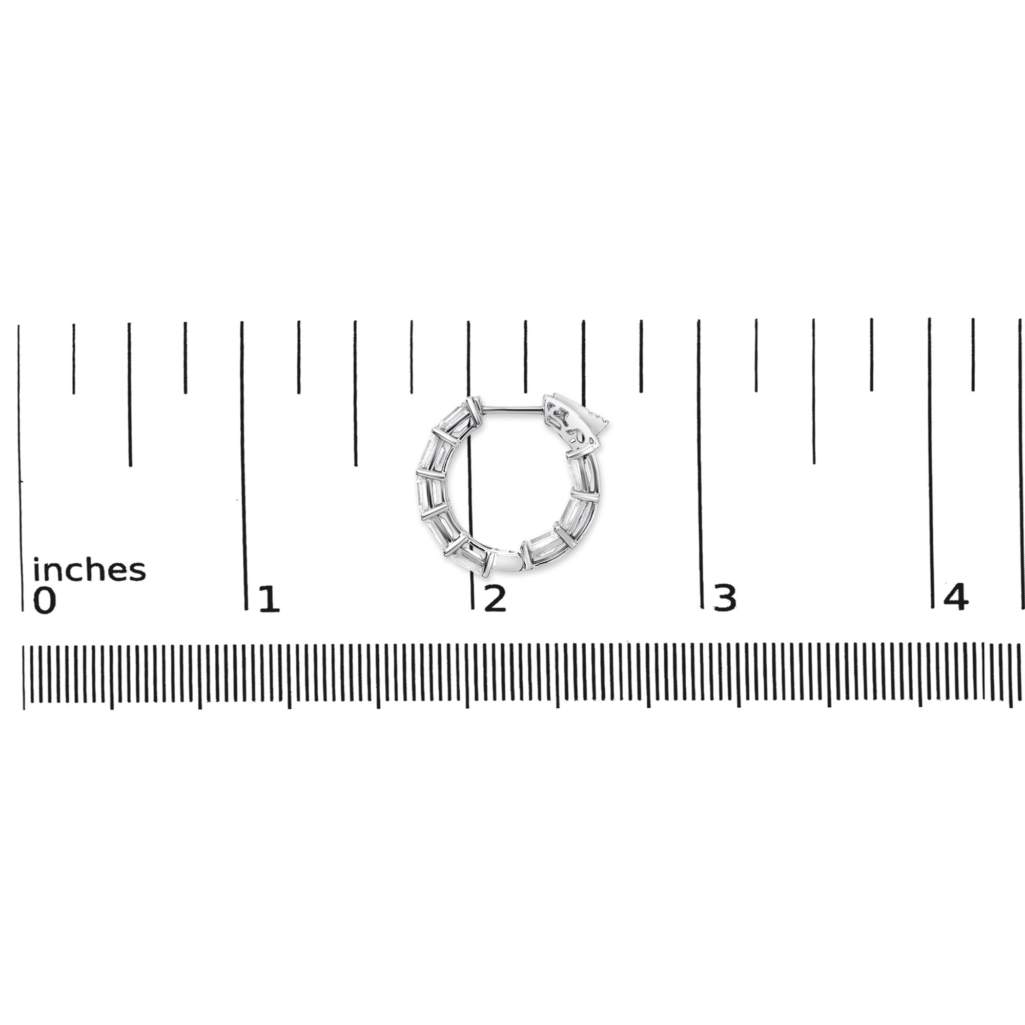 14K White Gold 5 1/10 Cttw Emerald Cut Lab Grown Diamond Inside Out Hoop Earrings