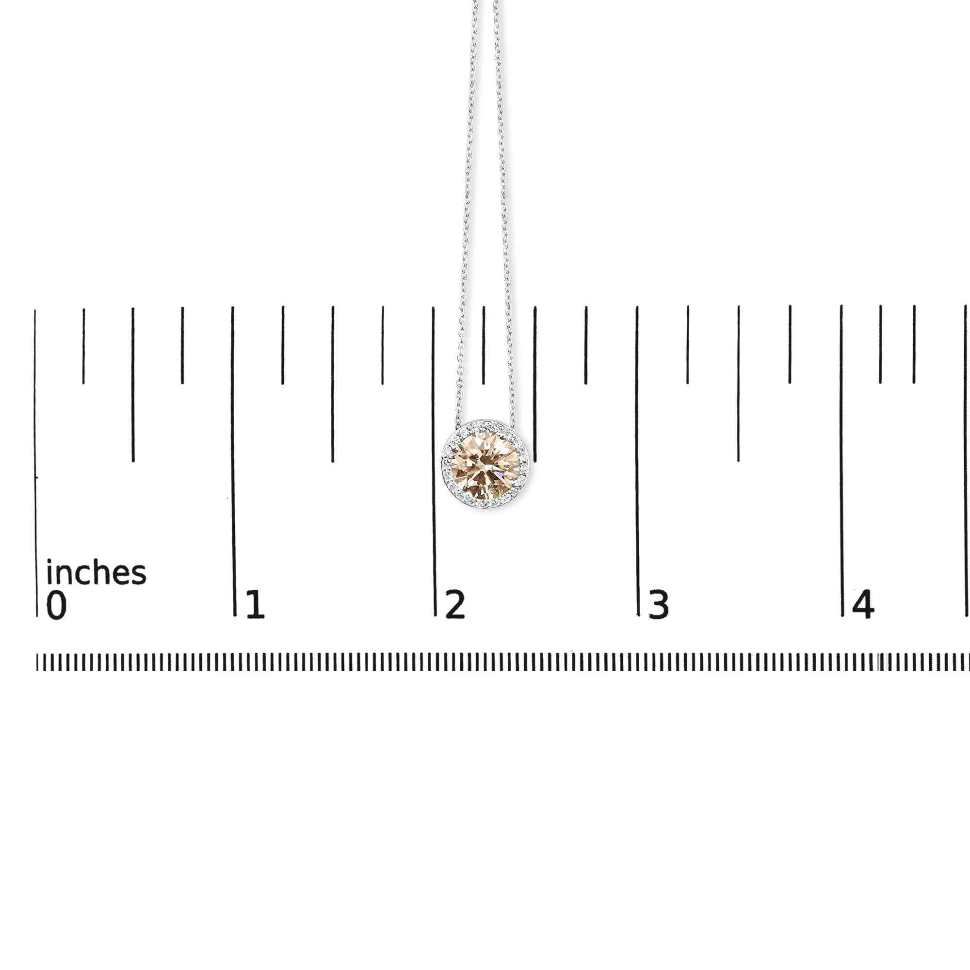 14K White Gold 2 3/8 Cttw Lab Grown Pink Diamond Solitaire with Halo Pendant Necklace - 17" Inches