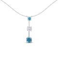 14K White Gold 1 1/2 cttw White and Treated Blue Diamond Pendant Necklace (H-I, I1-I2)