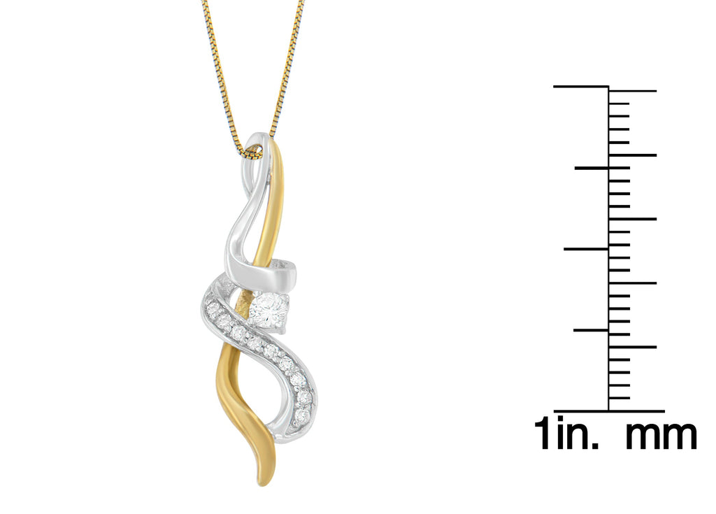 Diamond Swirl Pendant Necklace in Two-Tone Gold – 1/5 cttw