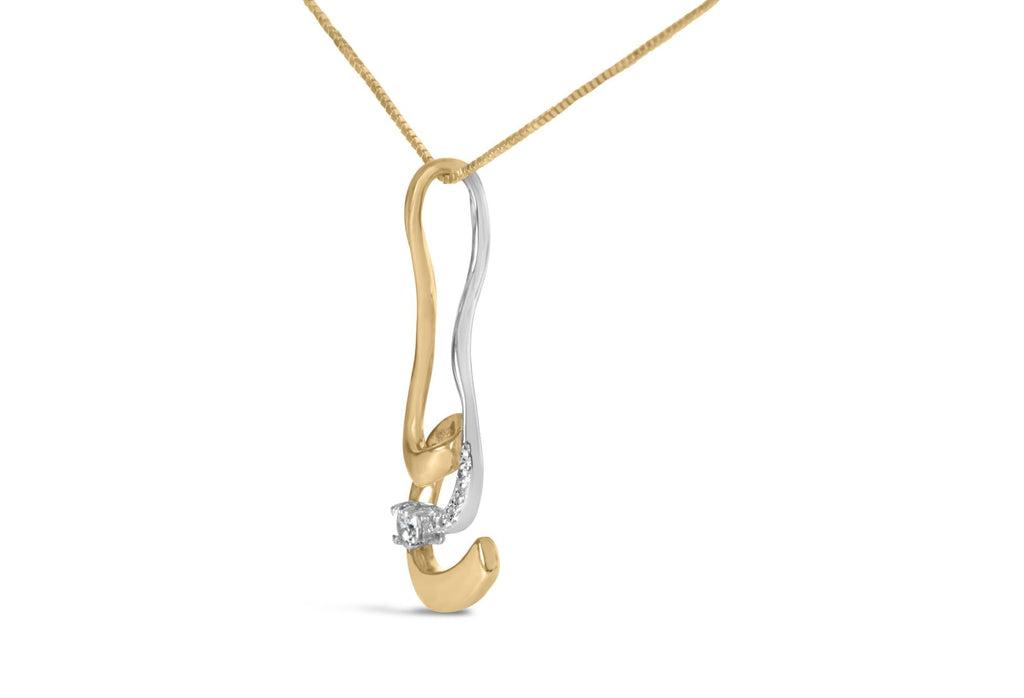 Round Diamond Swirl Pendant Necklace in 10K Two-Tone Gold – 1/10 Cttw