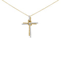 Espira 10K Two-Tone Yellow & White Gold Diamond-Accented Cross 18" Pendant Necklace (J-K Color, I2-I3 Clarity)