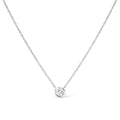 10K White Gold 3/10 Carat Round Brilliant-Cut Diamond Modern Bezel-Set Solitaire 16"-18" Pendant Necklace (H-I Color, SI2-I1 Clarity)