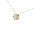 10K Yellow Gold 1/10 Cttw Bezel Solitaire Round-Cut Diamond 18" Pendant Necklace (J-K Color, I2-I3 Clarity)