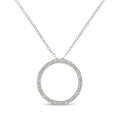 .925 Sterling Silver 3/4 Cttw Round-Cut Diamond Open Circle Halo 18" Pendant Necklace (I-J Color, I3 Clarity)