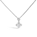 Diamond Geometric Halo Pendant Necklace in Rhodium-Plated 10K White Gold – 1/5 Cttw