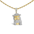 Men's 10K Yellow Gold 1 1/3 Cttw Diamond Studded Jesus Pendant Necklace
