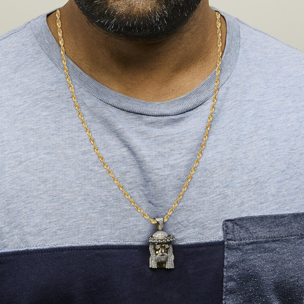 Diamond Jesus Pendant Necklace in 10K Yellow Gold – 1 1/3 Cttw