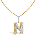 Men's 10K Yellow Gold 1 1/2 Cttw Diamond Letter N Initial Pendant Necklace