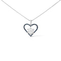 Treated Blue Diamond Heart & Snowflake Pendant Necklace in Sterling Silver
