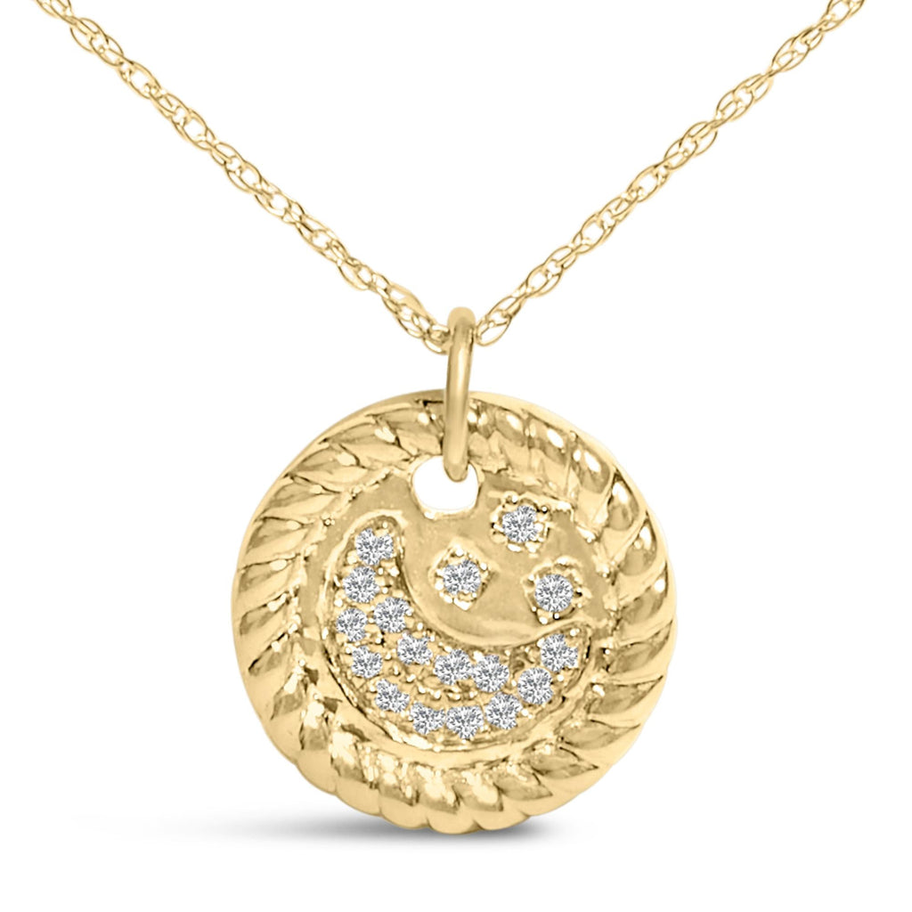 Diamond Crescent Moon Pendant Necklace in 10K Yellow Gold