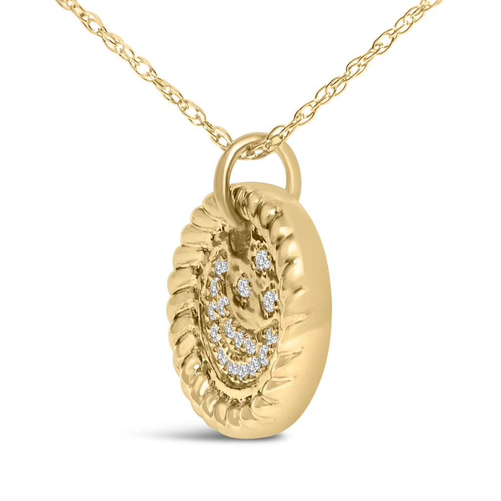 Diamond Crescent Moon Pendant Necklace in 10K Yellow Gold