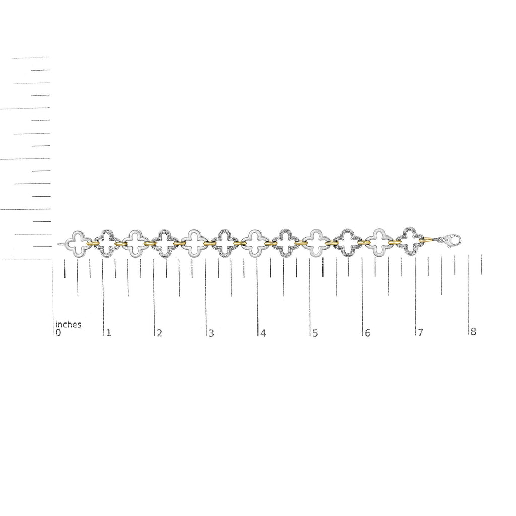 .925 Two-tone Sterling Silver 1/10 Cttw Natural Round Diamond Fashion Tennis Bracelet (I-J Color, I1-I2 Clarity) - 7"