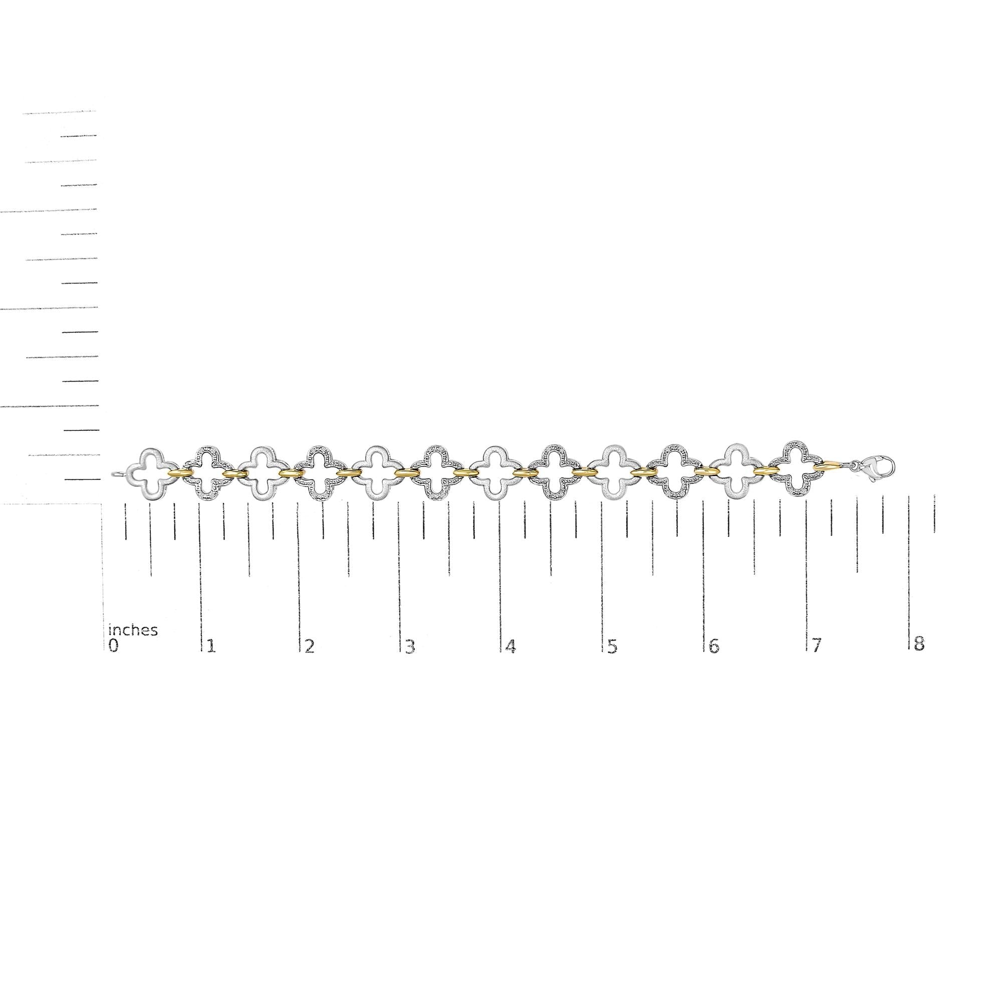 .925 Two-tone Sterling Silver 1/10 Cttw Natural Round Diamond Fashion Tennis Bracelet (I-J Color, I1-I2 Clarity) - 7"
