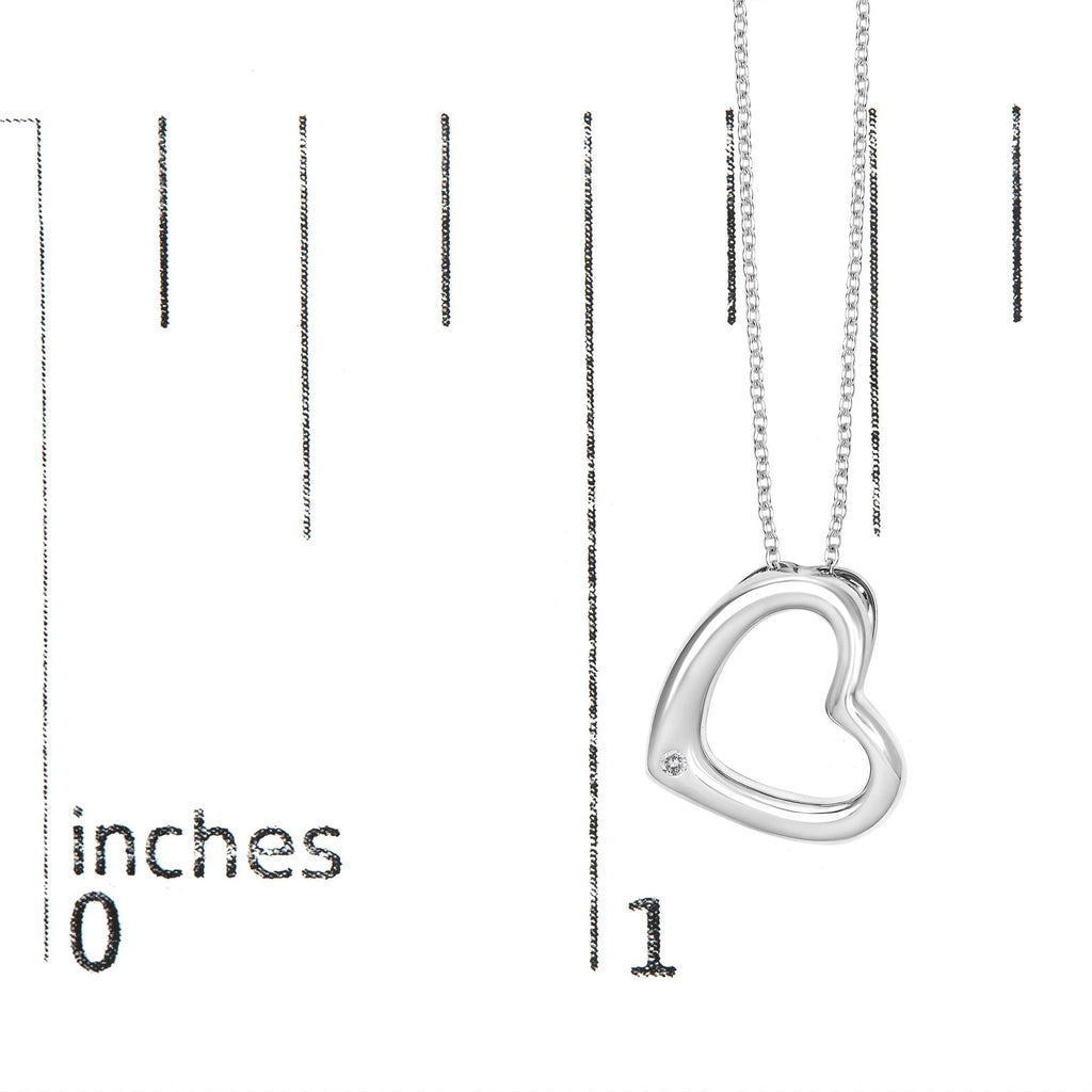 Sterling Silver Bezel Set Diamond Accent Heart Pendant Necklace