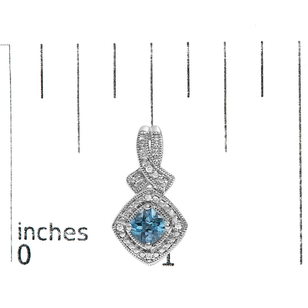 Blue Topaz & Diamond Accent Twist Dangle Earrings in Sterling Silver – Cushion Cut