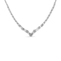 .925 Sterling Silver 1/2 cttw Prong Set Round Diamond Graduated Cluster and Heart Center 18" Statement Necklace (I-J Color, I3 Clarity)
