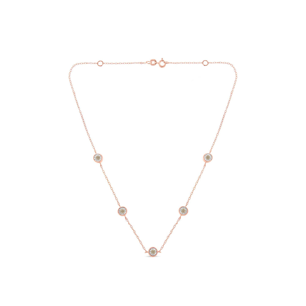 Sterling Silver Diamond Station Necklace (1/2 cttw, K-L Color, I2-I3 Clarity)
