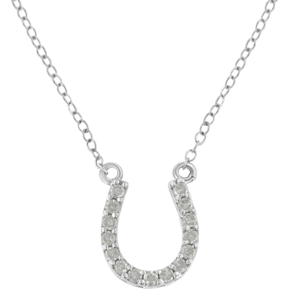 .925 Sterling Silver 1/4 cttw Diamond Horseshoe Necklace (I-J, I3)