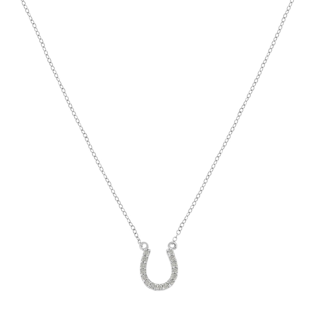 .925 Sterling Silver 1/4 cttw Diamond Horseshoe Necklace (I-J, I3)