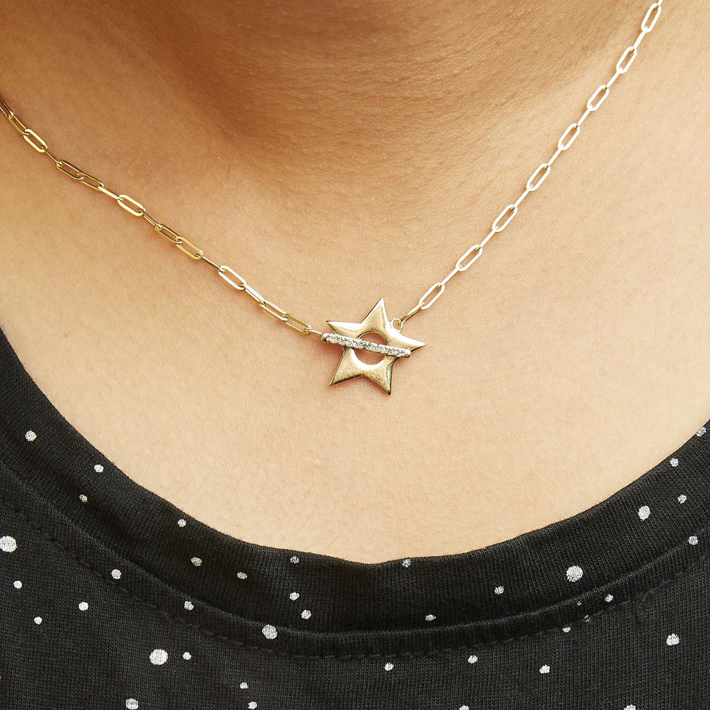 Diamond Star Pendant Necklace in 18K Gold-Plated Sterling Silver
