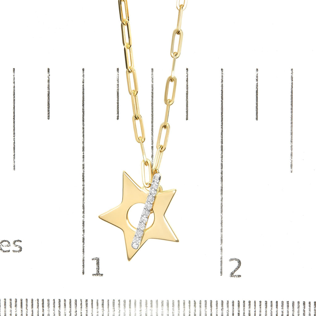 Diamond Star Pendant Necklace in 18K Gold-Plated Sterling Silver