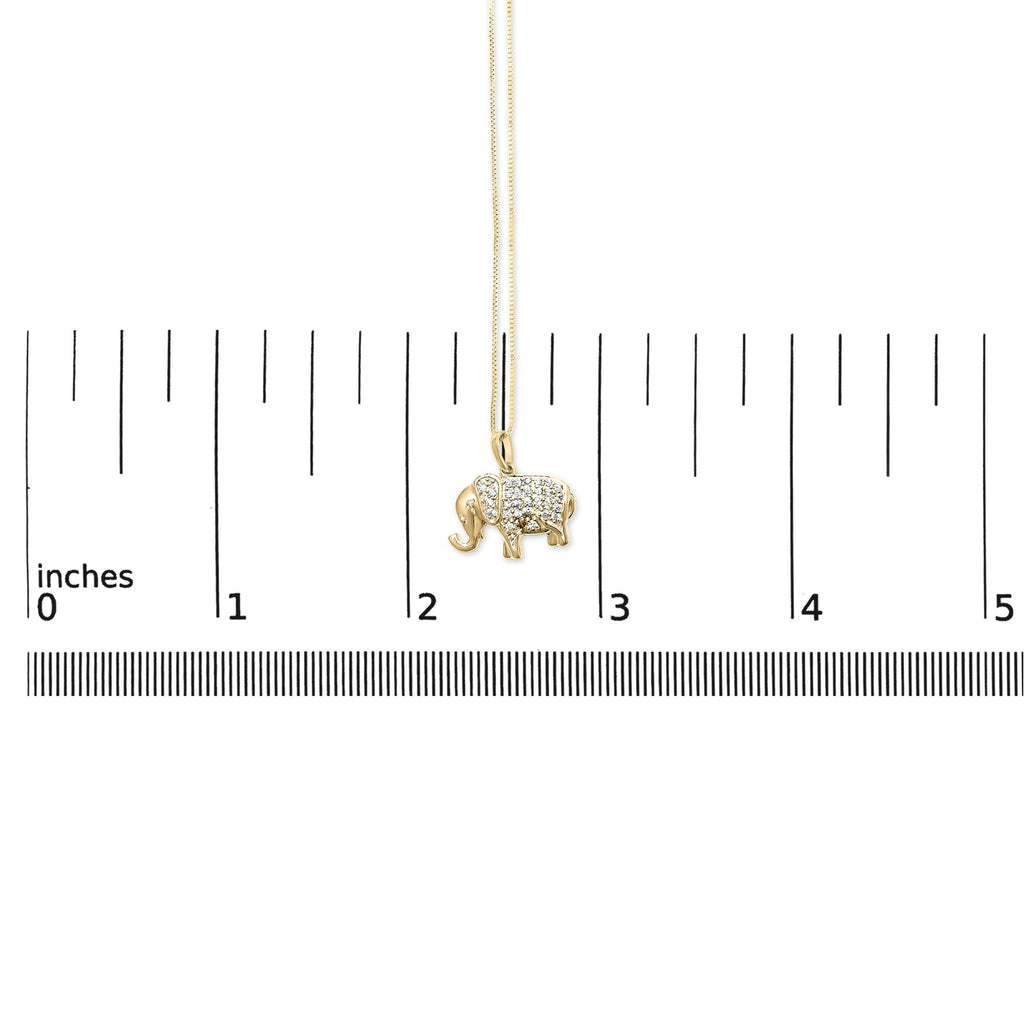 Diamond Elephant Pendant Necklace in 10K Yellow Gold – 1/5 ct