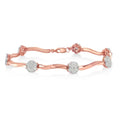 1.0 cttw diamond floral link bracelet in 10k rose gold over silver bijoux-nyc direct
