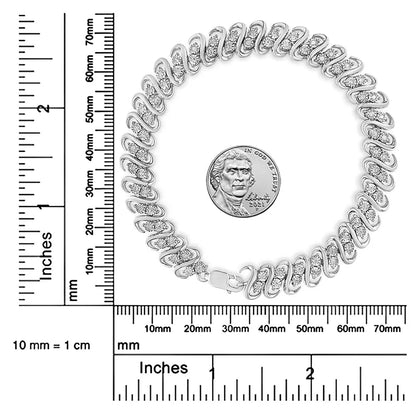.925 Sterling 1/2 Cttw Diamond Double Row S-Link Bracelet (I-J Color, I2-I3 Clarity) - 7.25" Inches - Bijoux-NYC Direct