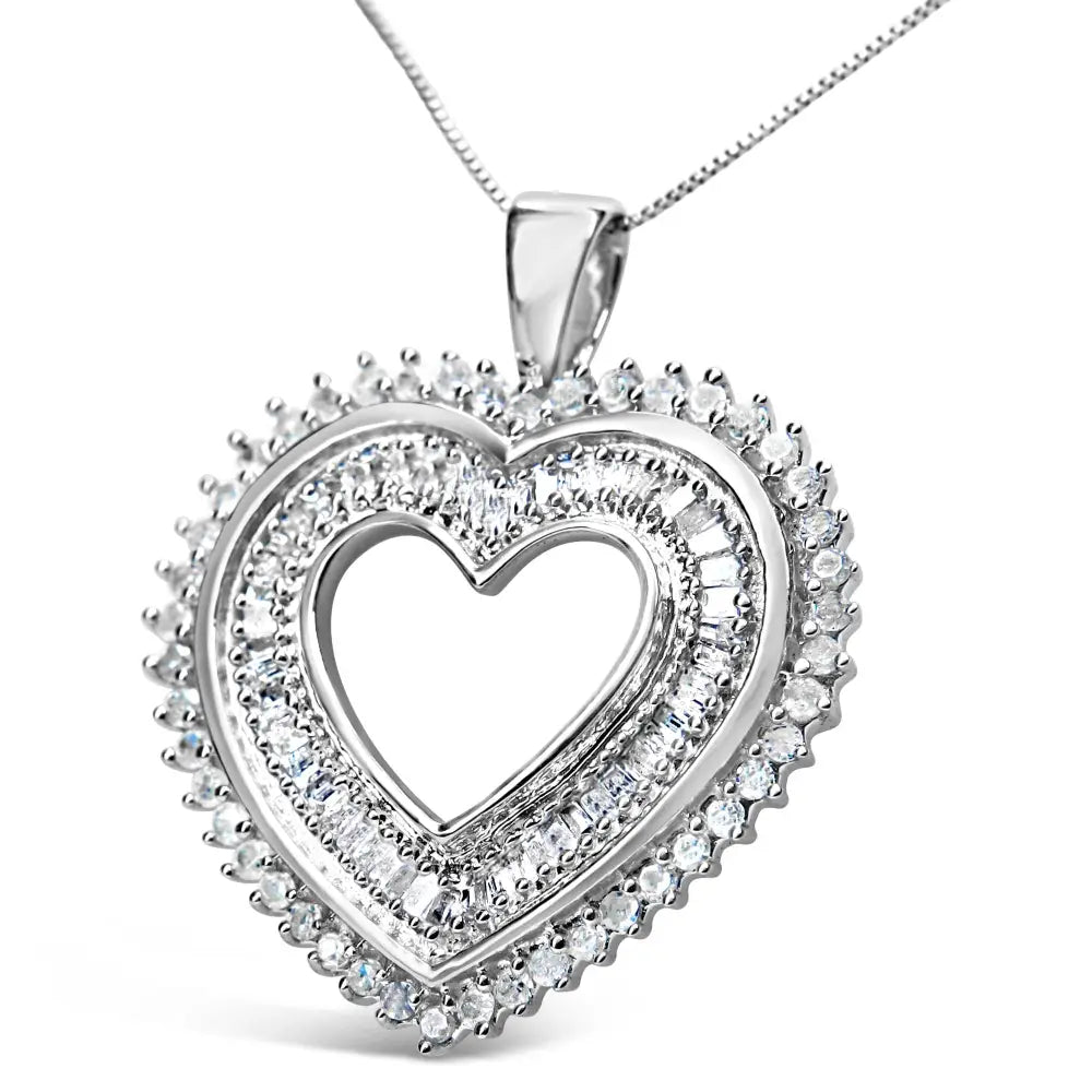 1.0 cttw diamond heart pendant necklace in.925 sterling silver 18 inch bijoux-nyc direct