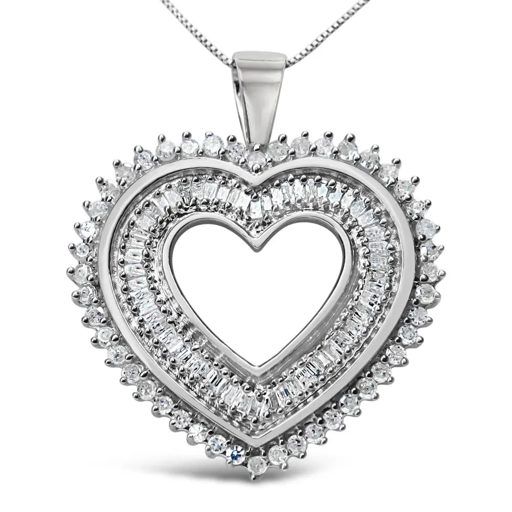 1.0 cttw diamond heart pendant necklace in.925 sterling silver 18 inch bijoux-nyc direct