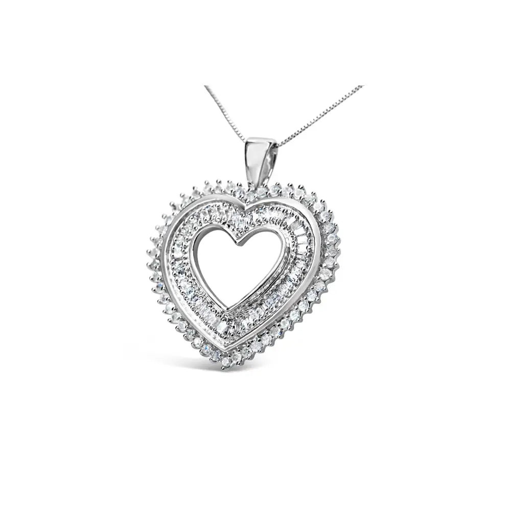 1.0 cttw diamond heart pendant necklace in.925 sterling silver 18 inch bijoux-nyc direct
