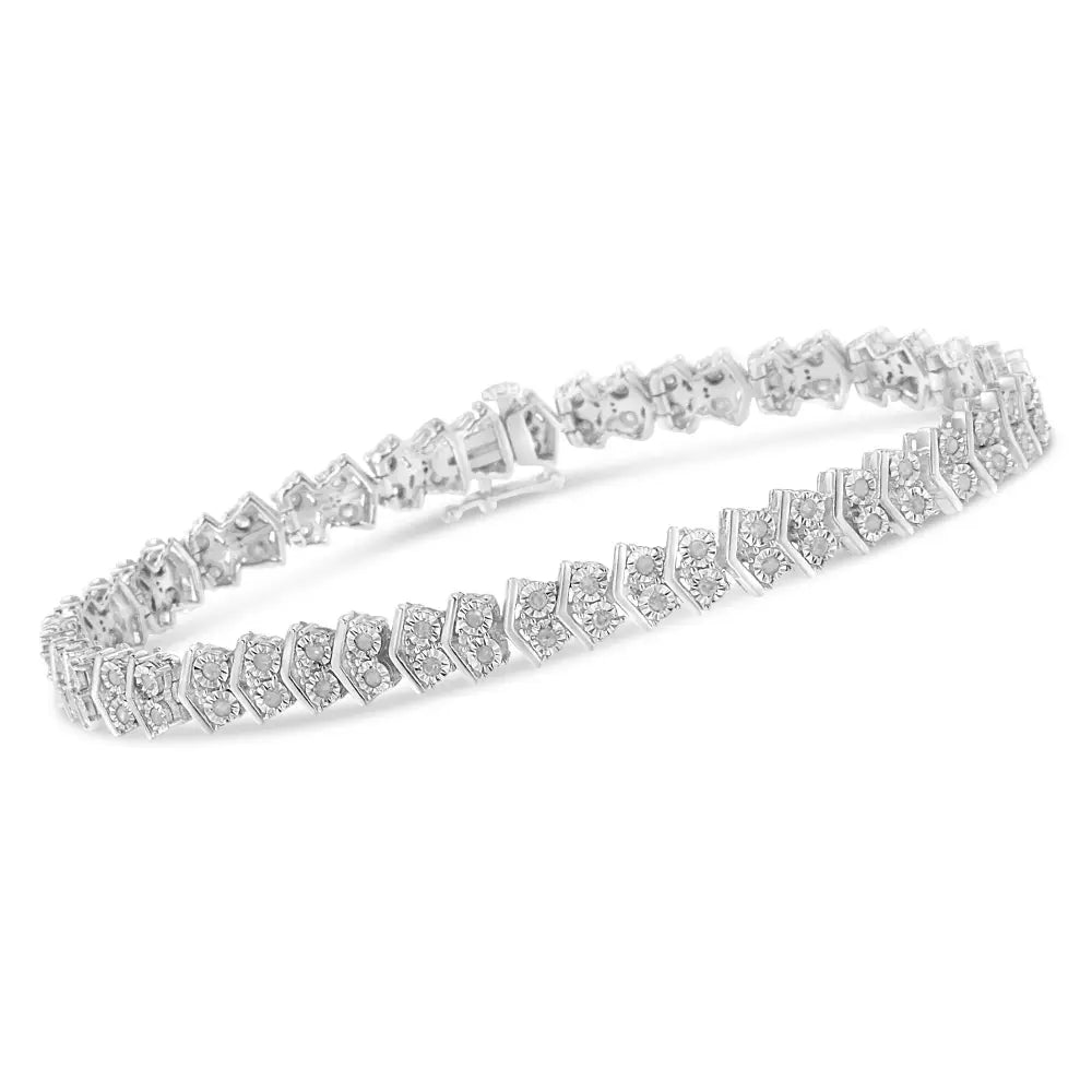 1.0 cttw diamond chevron arrow link tennis bracelet in.925 sterling silver bijoux-nyc direct