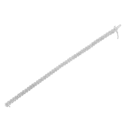 .925 Sterling Silver 1.0 Cttw Chevron 2 Stone Arrow Link Tennis Bracelet (I-J Color, I3 Clarity) - 7” - Bijoux-NYC Direct