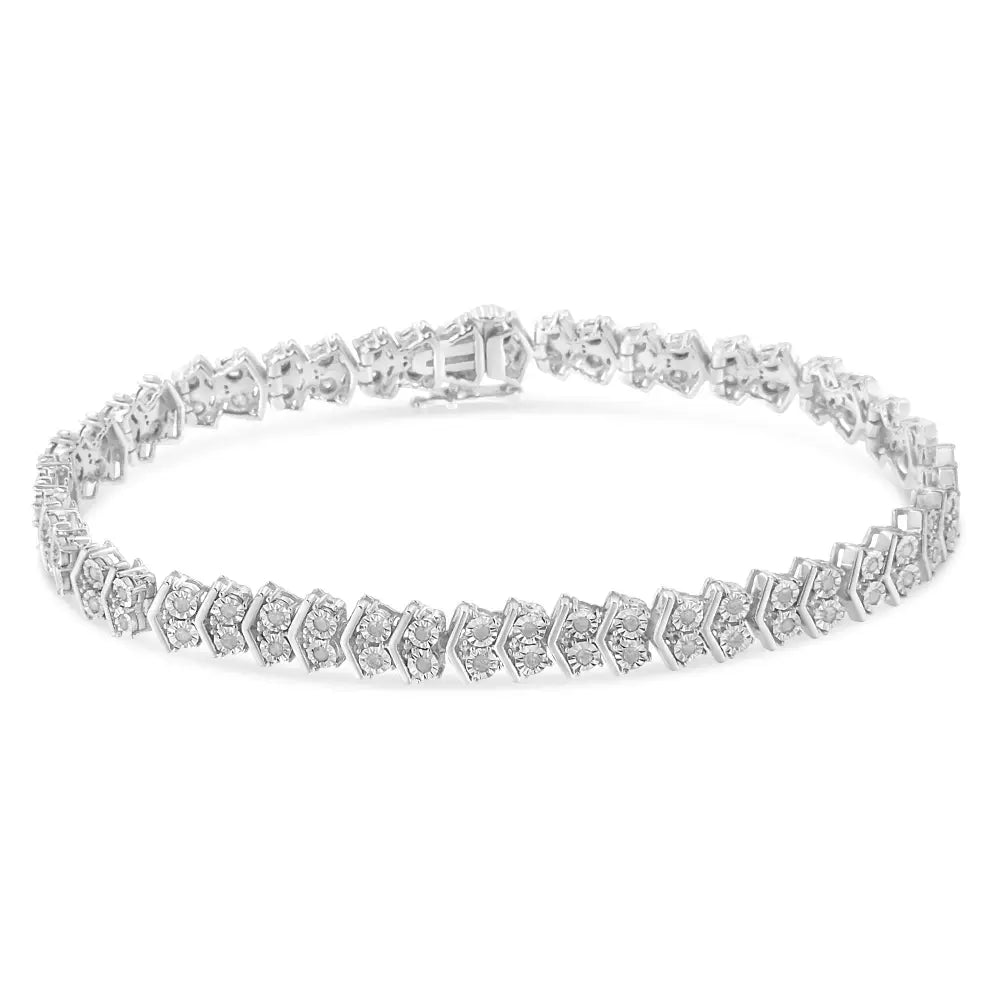 1.0 cttw diamond chevron arrow link tennis bracelet in.925 sterling silver bijoux-nyc direct