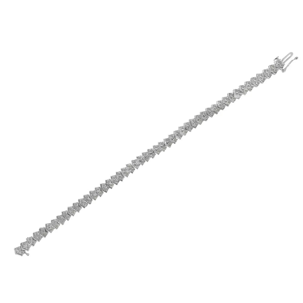 .925 Sterling Silver 1.0 cttw Diamond "Arrow" Shape Tennis Link Bracelet (I-J Color, I3 Clarity) -7.25" - Bijoux-NYC Direct