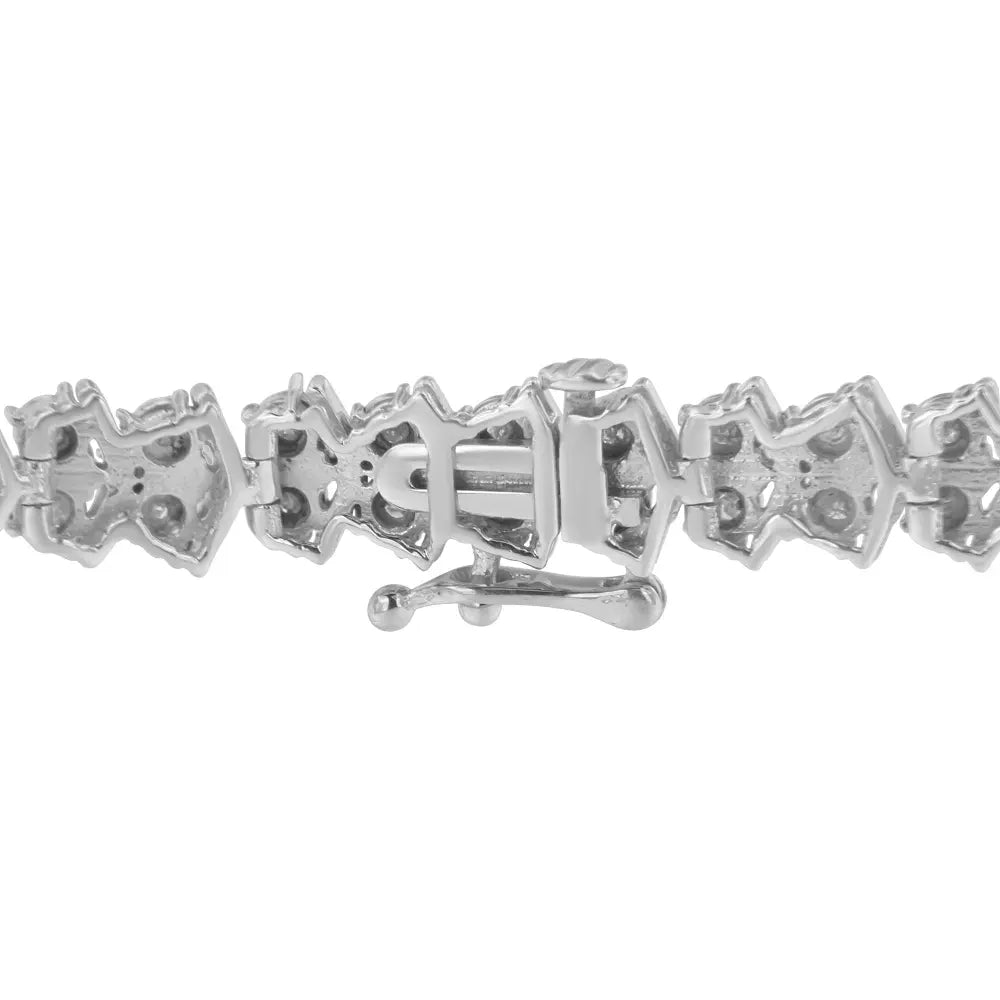 .925 Sterling Silver 1.0 cttw Diamond "Arrow" Shape Tennis Link Bracelet (I-J Color, I3 Clarity) -7.25" - Bijoux-NYC Direct