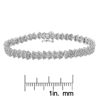 .925 Sterling Silver 1.0 cttw Diamond "Arrow" Shape Tennis Link Bracelet (I-J Color, I3 Clarity) -7.25" - Bijoux-NYC Direct