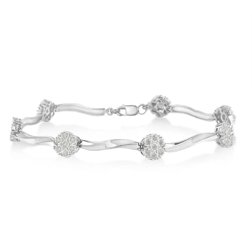 1.0 cttw diamond twisted bar tennis bracelet in sterling silver bijoux-nyc direct
