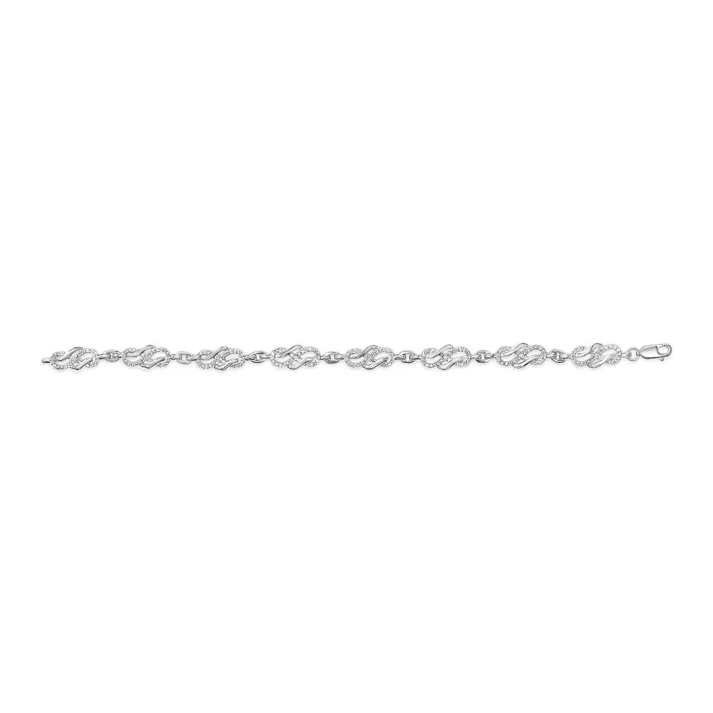 1.0 cttw diamond infinity swirl link bracelet in.925 sterling silver bijoux-nyc direct