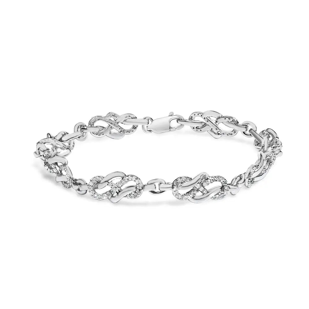 1.0 cttw diamond infinity swirl link bracelet in.925 sterling silver bijoux-nyc direct