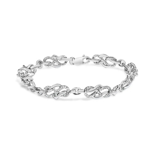 .925 sterling silver 1.0 cttw diamond infinity loop and swirl link bracelet (i-j color i2-i3 clarity) - 7.25’’ inches