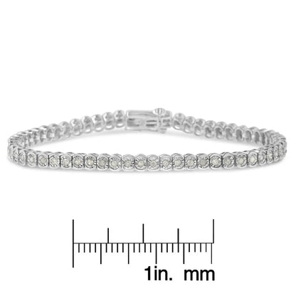.925 sterling silver 1.0 cttw diamond miracle set cut circle 7’’ tennis bracelet (i j color i2 i3 clarity)