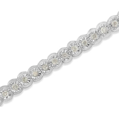 .925 sterling silver 1.0 cttw diamond miracle set cut circle 7’’ tennis bracelet (i j color i2 i3 clarity)