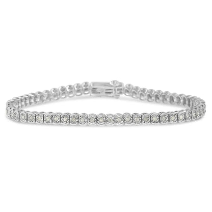 .925 sterling silver 1.0 cttw diamond miracle set cut circle 7’’ tennis bracelet (i j color i2 i3 clarity)