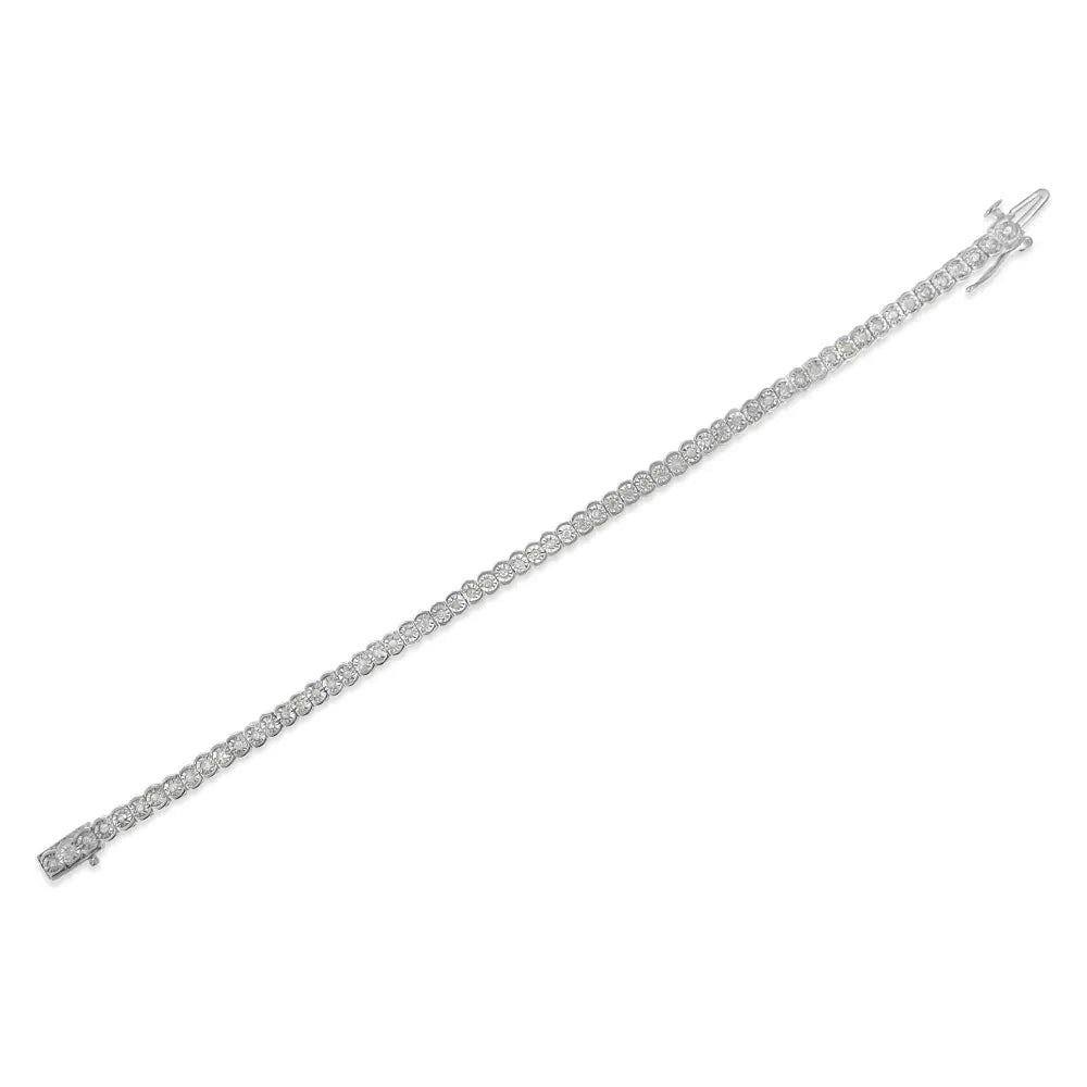 .925 sterling silver 1.0 cttw diamond miracle set cut circle 7’’ tennis bracelet (i j color i2 i3 clarity)