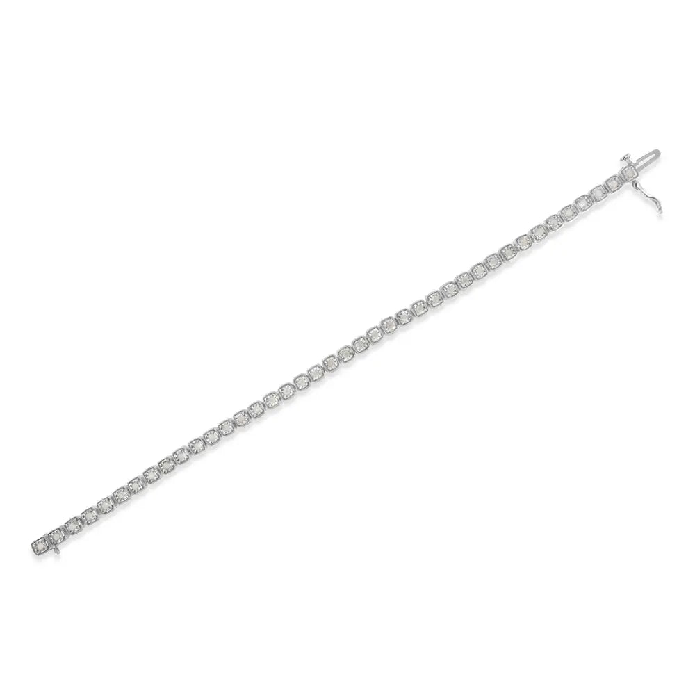 1.0 cttw diamond miracle set square milgrain sterling silver tennis bracelet bijoux-nyc direct
